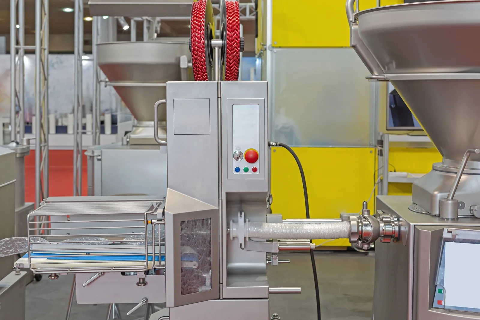 Sausage stuffing equipment in operation